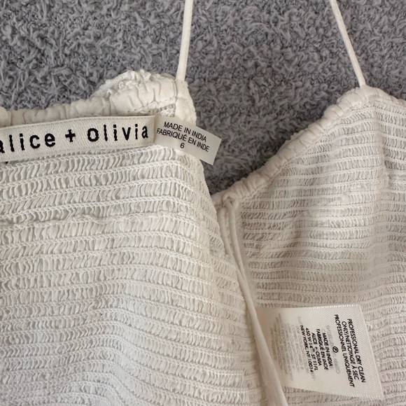 Alice + Olivia Marylynn Eyelet Ruffle Crop Top Ivory - Picture 2 of 5